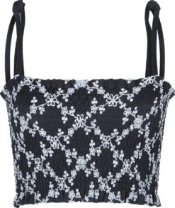 LingaDore Smocked Bikini Top - 6507P - Zwart/off White - 42