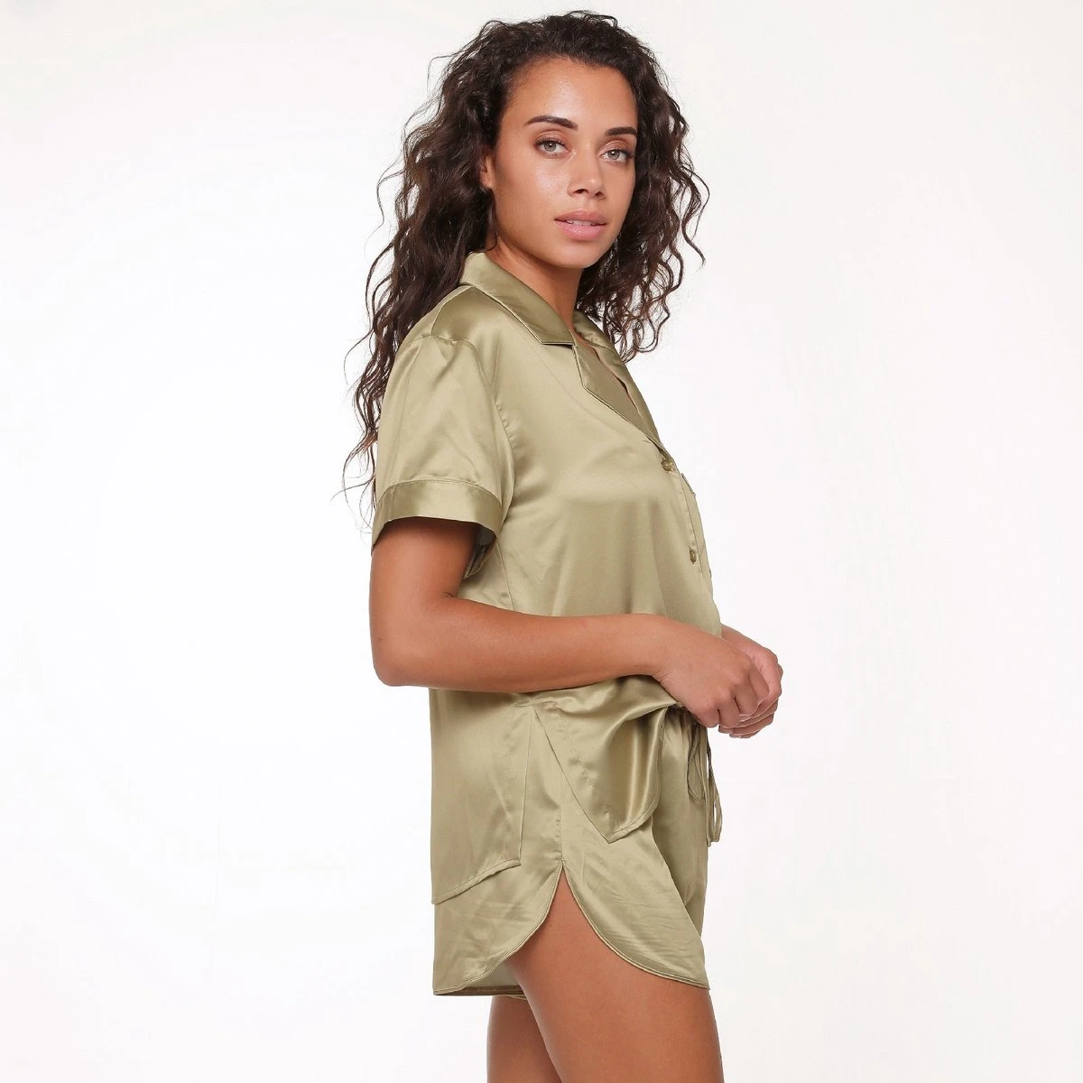 LingaDore Satijn Shortama Set - 6801SET - Olijf - XS 10 LingaDore Satijn Shortama Set - 6801SET - Olijf - XS - Afbeelding 10