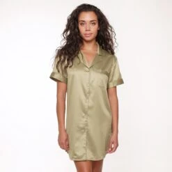 LingaDore Satijn Pyjama Jurk - 6801PD - Olijf - 4XL -Lingadore 1200x1200 3058