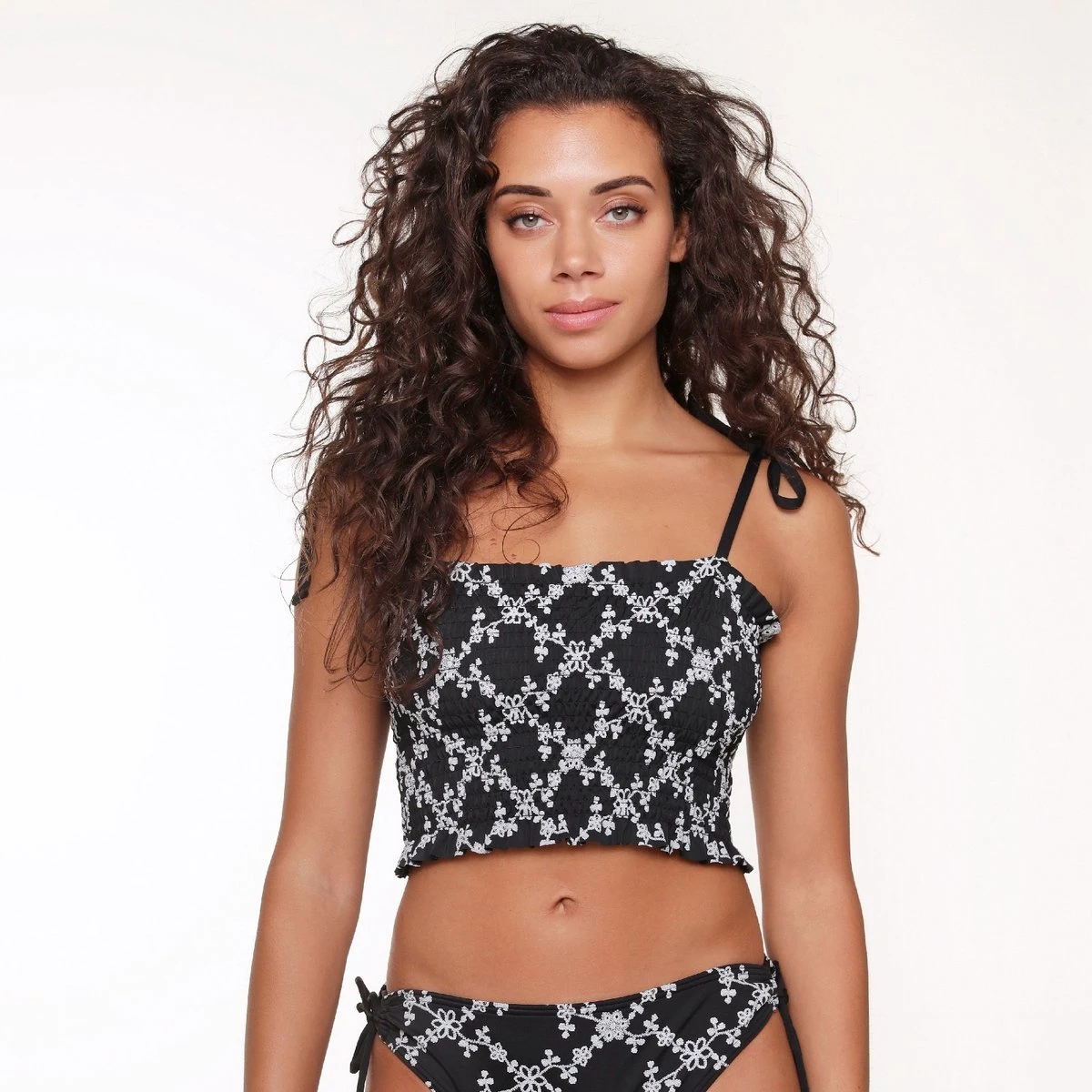 LingaDore Smocked Bikini Top - 6507P - Zwart/off White - 42 4 LingaDore Smocked Bikini Top - 6507P - Zwart/off White - 42 - Afbeelding 4