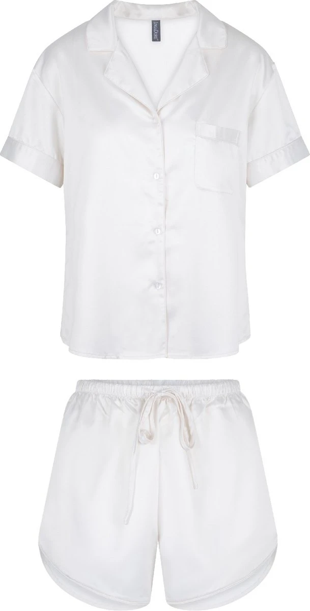 LingaDore Satijn Shortama Set - 6801SET - Cream - 4XL 11 LingaDore Satijn Shortama Set - 6801SET - Cream - 4XL - Afbeelding 11