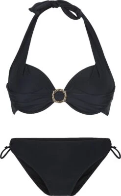 LingaDore - Black Panther Halternek Bikini Set - Maat 40D - Zwart - Dames